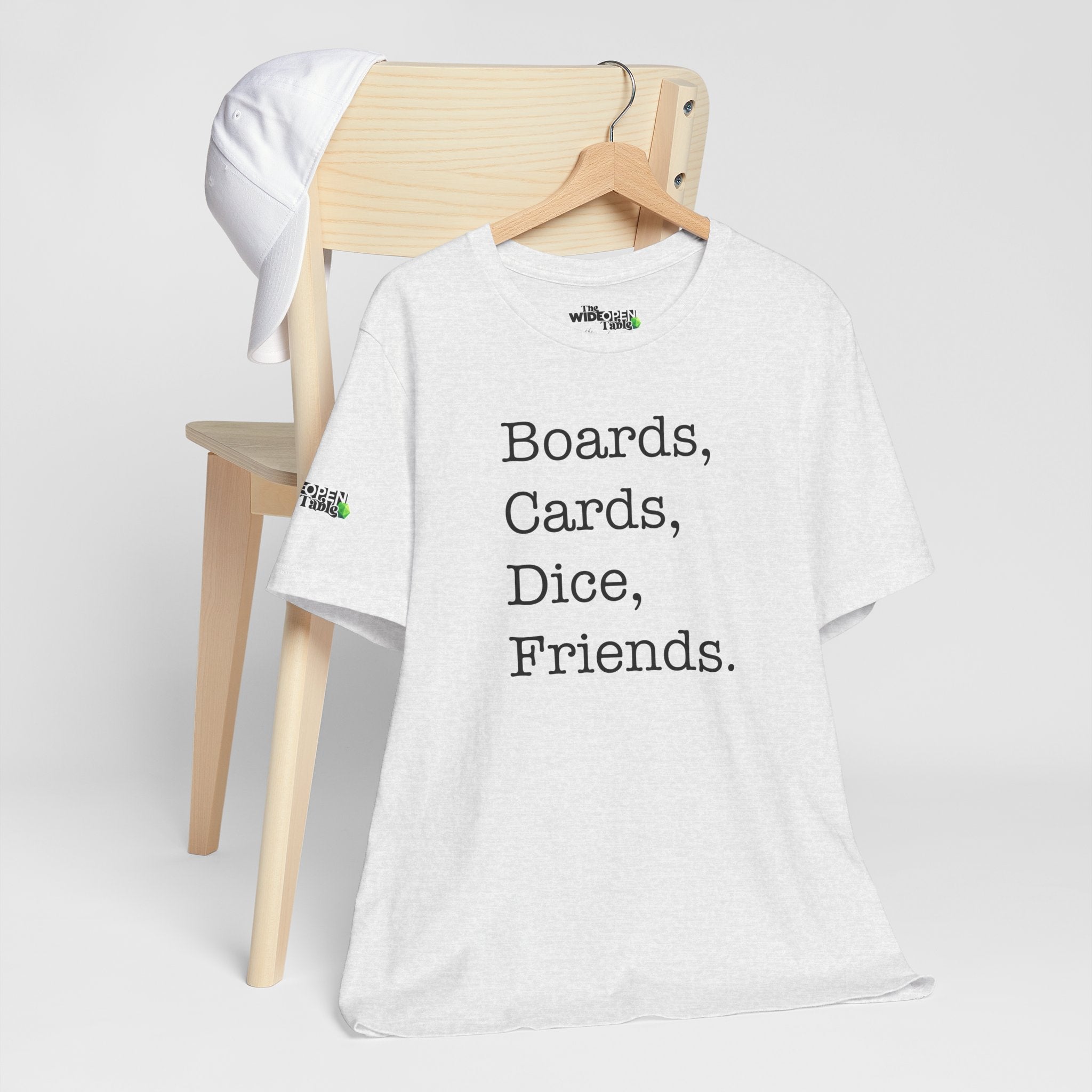 Boards, Cards, Dice, Friends. Tee